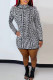 Black Fashion Daily Geometric Printing Half A Turtleneck Wrapped Skirt Dresses