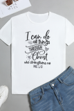 White Casual Print Patchwork O Neck T-Shirts
