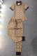 Khaki Fashion Casual Print Patchwork Turndown Collar Short Sleeve Two Pieces