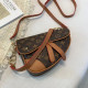 Dark Brown Fashion Street Print Patchwork Bags