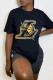 Black Fashion Casual Print Basic O Neck T-Shirts