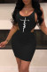 Black Sexy Print Patchwork U Neck Two Pieces