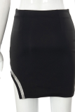 Black Sexy Solid Hot Drill Skinny High Waist Pencil Patchwork Bottoms