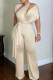 White Fashion Sexy Casual Solid Frenulum V Neck Regular Jumpsuits