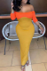 Yellow Sexy Solid Patchwork Off the Shoulder Pencil Skirt Dresses