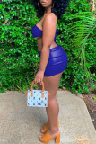Red Sexy Solid Bandage Patchwork Asymmetrical Strapless Sleeveless Two Pieces
