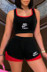 Red Fashion Casual Print Patchwork Square Collar Sleeveless Two Pieces