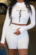 White Casual Print Patchwork Turtleneck Long Sleeve Two Pieces