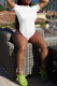 White Sexy Solid Patchwork O Neck Swimwear