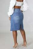 Blue Fashion Casual Make Old Regular High Waist Type H Else Bottoms