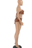 Red Sexy Solid Bandage Patchwork Asymmetrical Strapless Sleeveless Two Pieces