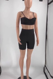 Rose Red Sexy Solid Patchwork Spaghetti Strap Sleeveless Two Pieces