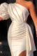 White Sexy Solid Split Joint Off the Shoulder Irregular Dress Dresses
