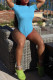 Blue Sexy Solid Patchwork O Neck Swimwear