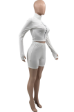 White Casual Print Patchwork Turtleneck Long Sleeve Two Pieces