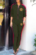 Army Green Fashion Casual Print Patchwork Long Sleeve Two Pieces