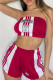 Red Fashion Casual Print Patchwork Strapless Sleeveless Two Pieces