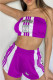Purple Fashion Casual Print Patchwork Strapless Sleeveless Two Pieces
