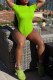 Fluorescent Green Sexy Solid Patchwork O Neck Swimwear