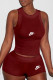 Purplish Red Fashion Casual Print Patchwork O Neck Sleeveless Two Pieces