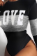 Black Sexy Print Patchwork O Neck Skinny Rompers