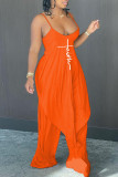 Light Gray Sexy Casual Print Backless Asymmetrical Spaghetti Strap Sleeveless Two Pieces