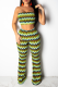 Green Sexy Print Patchwork Strapless Sleeveless Two Pieces