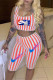 Orange Fashion Casual Striped Patchwork Square Collar Sleeveless Two Pieces