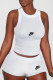White Fashion Casual Print Patchwork O Neck Sleeveless Two Pieces