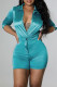 Blue Fashion Casual Solid Basic Turndown Collar Short Sleeve Two Pieces