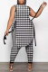 Black Sexy Print Patchwork O Neck Sleeveless Two Pieces