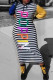 Multicolor Fashion Casual Letter Striped Print Patchwork Hooded Collar Long Sleeve Dresses