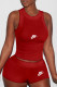Red Fashion Casual Print Patchwork O Neck Sleeveless Two Pieces