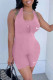 Pink Fashion Casual Print Backless Halter Rompers
