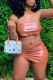 Brown Sexy Solid Bandage Patchwork Asymmetrical Strapless Sleeveless Two Pieces