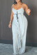 Light Gray Sexy Casual Print Backless Asymmetrical Spaghetti Strap Sleeveless Two Pieces