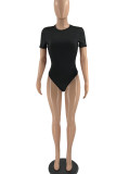 Blue Sexy Solid Patchwork O Neck Swimwear