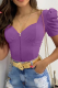 Purple Sexy Solid Patchwork Square Collar T-Shirts