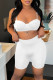 White Sexy Solid Patchwork Spaghetti Strap Sleeveless Two Pieces