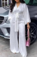 White Casual Print Patchwork V Neck Straight Jumpsuits