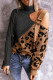 Black Sexy Leopard Webbing Patchwork Turtleneck Tops