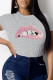 Grey Fashion Casual Patchwork Sequins O Neck T-Shirts