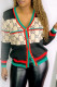 Black Fashion Casual Letter Patchwork V Neck Tops