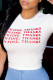 White Fashion Casual Letter Print Basic O Neck T-Shirts