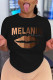Black Fashion Casual Print Basic O Neck T-Shirts