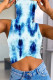 Blue Sexy Casual Print Tie Dye Vests Tops