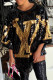 Gold Fashion Street Letter Sequins O Neck Straight Dresses