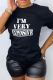 Black Fashion Casual Print Patchwork Letter O Neck T-Shirts