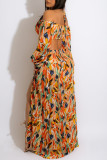 Colour Fashion Sexy Vacation Color Lump Print High Opening V Neck A Line Dresses