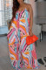 Pink Fashion Sexy Vacation Color Lump Printing Spaghetti Strap Loose Jumpsuits